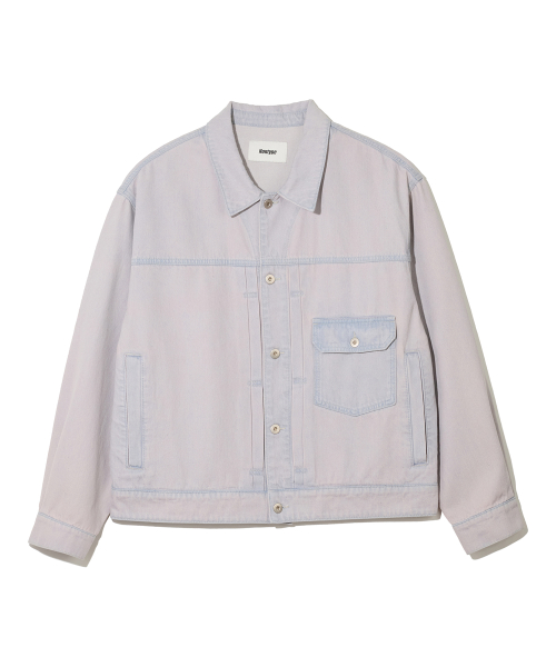 DENIM PANELLING TRUCKER JACKET (PINKISH BLUE)