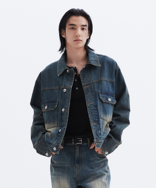 Двухкарманная вощёная джинсовая куртка — VINTAGE INDIGO