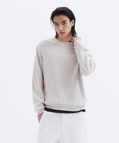 Лонгслив с круглым вырезом - LIGHT BEIGE