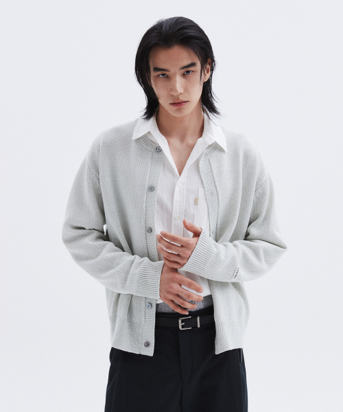 Кардиган со стойкой и круглым вырезом — LIGHT GREY