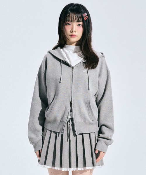 EILY Two-Way Трикотаж Hooded Zip-Up [GREY]