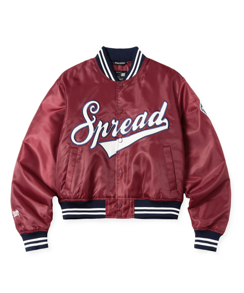 W BASEBALL PADDING JACKET - BURGUNDY