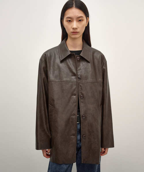 인사일런스 우먼 포우 레더 카코트 BROWN
