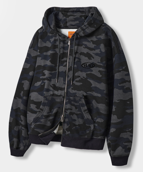 VLAD WASHED CAMOUFLAGE HOODED ZIP-UP_NAVY&GRAY