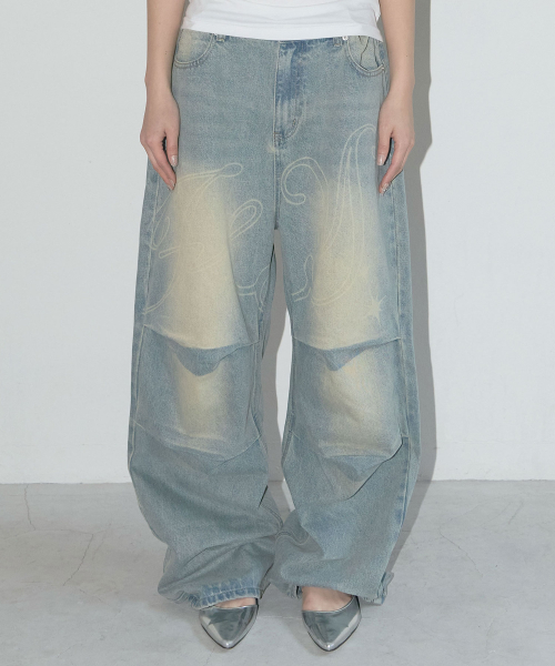 Винтажные брюки Angel с защипами (BLUE) F25QD891