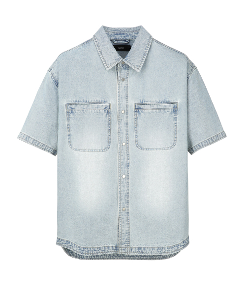 일꼬르소() 투 포켓 데님 반팔 셔츠 라이트블루 IESH5E407B1 상품 이미지