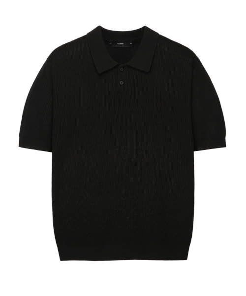 일꼬르소() 에센셜 카라 반팔 니트 블랙 IESW5E501BK 상품 이미지