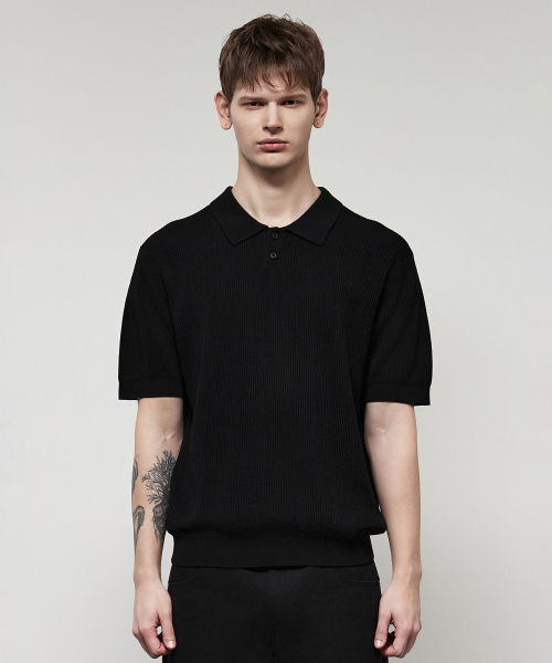 Вязаное поло с коротким рукавом Black IESW5E501BK