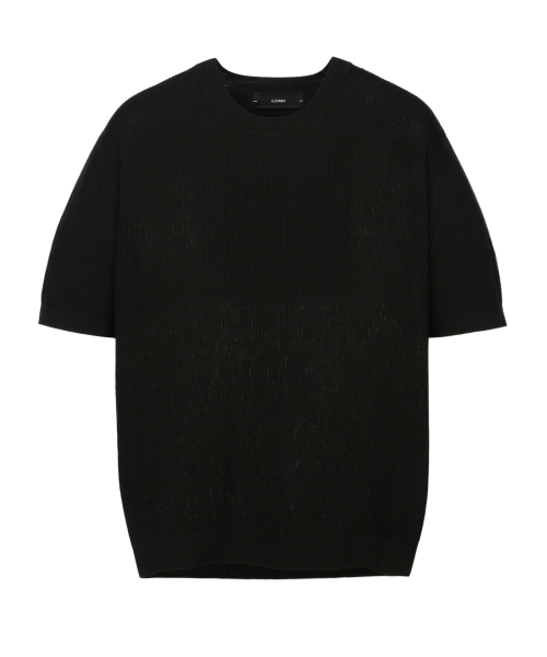 일꼬르소() 에센셜 라운드 반팔 니트 블랙 IESW5E503BK 상품 이미지