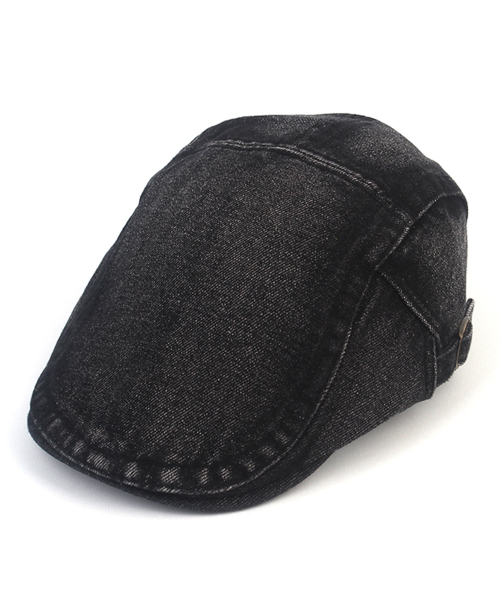 Hard Washing Black Denim SideBelt Huntingcap 헌팅캡