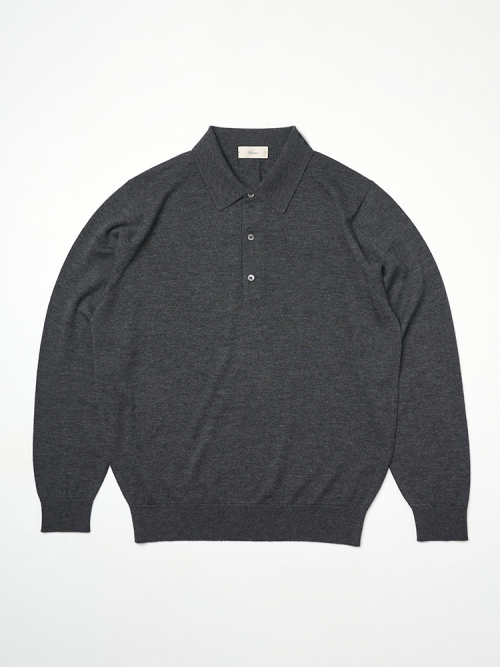 25SS Cashtouch Long Sleeve Polo Knit Charcoal