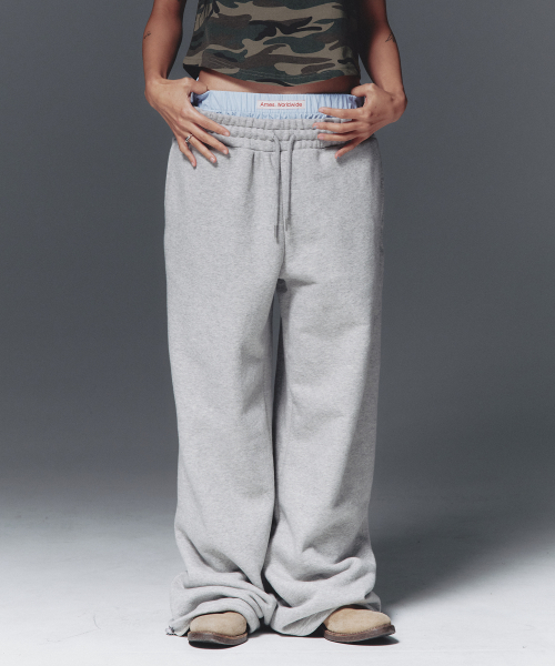 MUSINSA | AMES-WORLDWIDE LAYERED SWEAT PANTS GREY