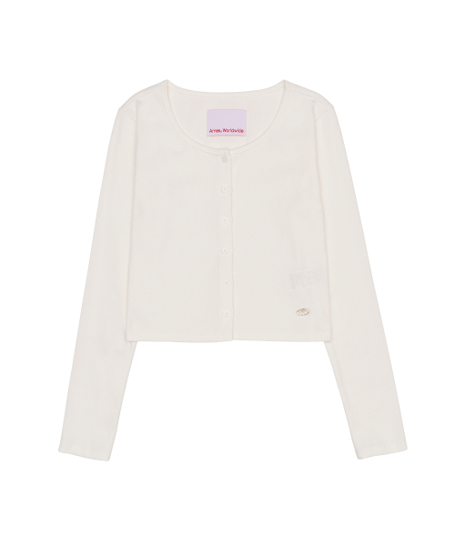 RIB U-NECK CARDIGAN WHITE