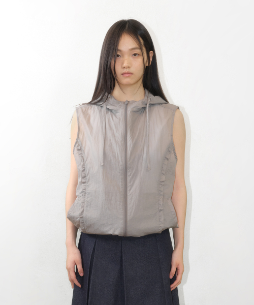 SHEER NYLON VEST JACKET GREY