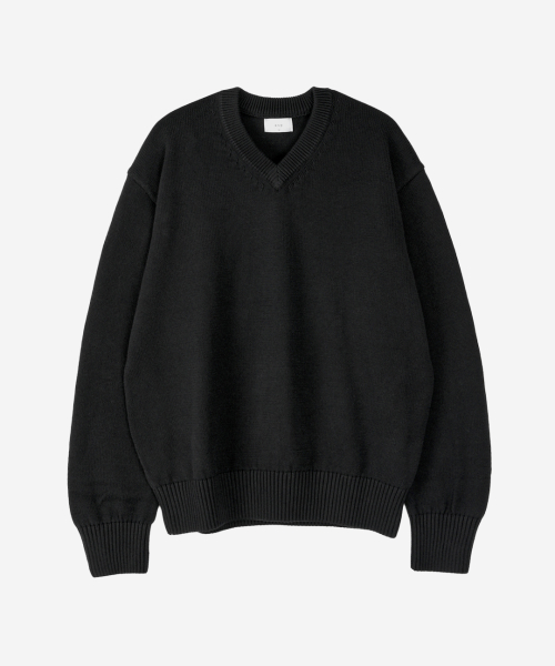 Хлопковый V-neck трикотаж Black