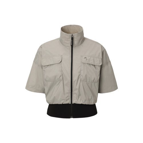Женская ветровка с высоким горлом и короткой молнией Khaki Beige