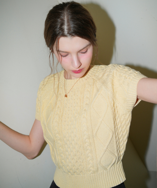 Cable Cotton Round Half Knit (yellow)