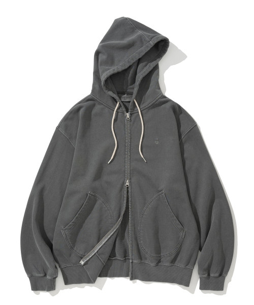 Dyeing zip-up hoodie charcoal