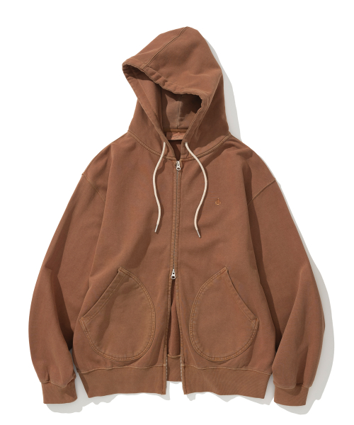 Dyeing zip-up hoodie coral