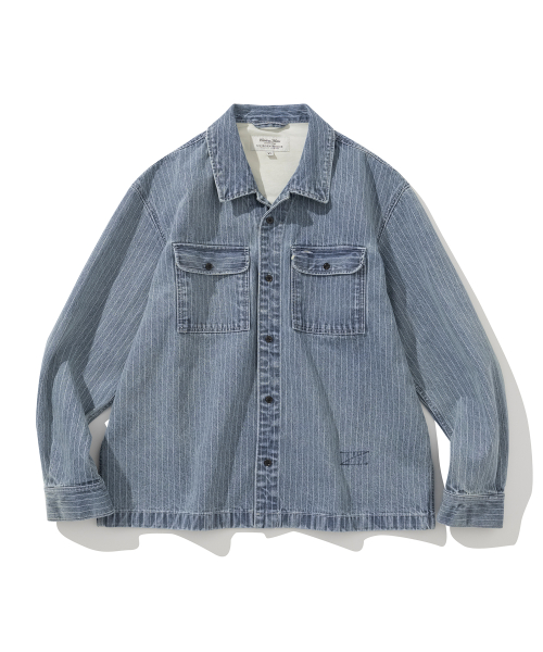 Wabashi washed denim shirt jacket 13oz light indigo washed