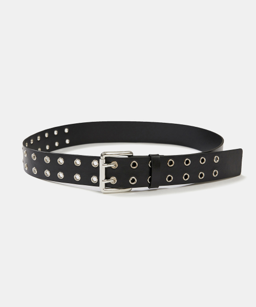 DOUBLE EYELET LEATHER BELT (BLACK)