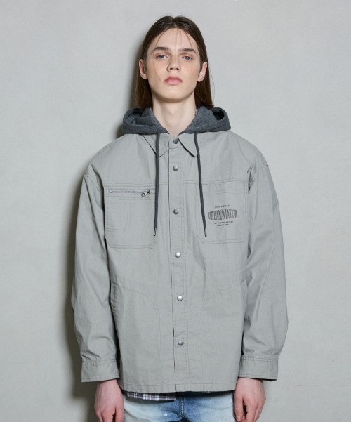 Пигментный шикет со съемным капюшоном Light Grey