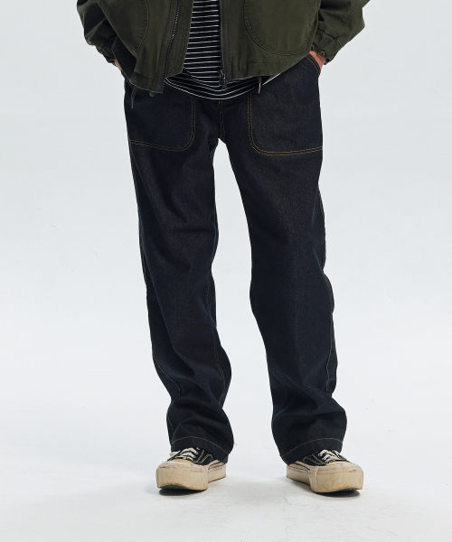 CP WIDE DENIM PANTS _ BLACK
