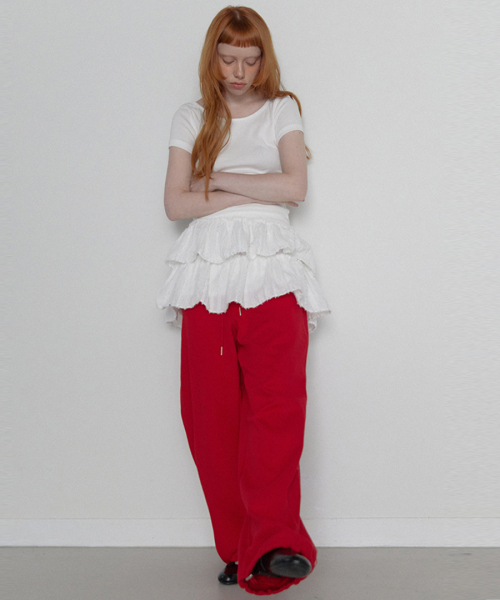 RS String Wide Sweat Pants Red