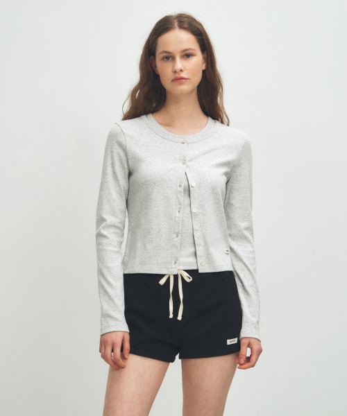 W BASIC COTTON CARDIGAN light heather gray