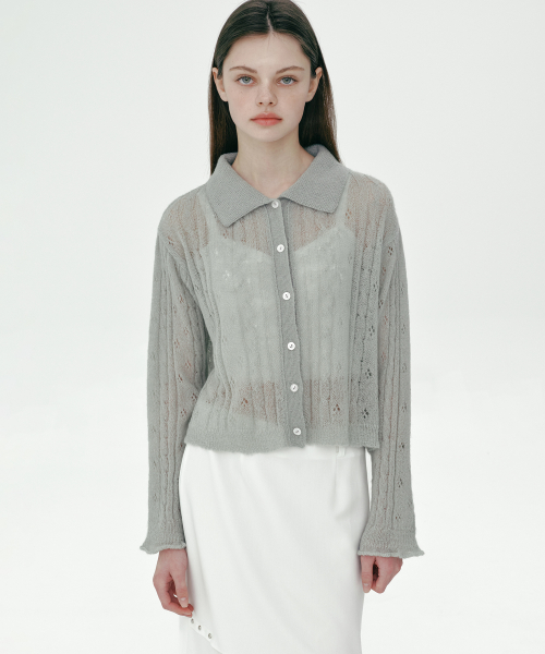 COLLAR MOHAIR CARDIGAN (MINT)