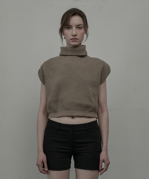 Haze Turtleneck Knit Vest - Brown