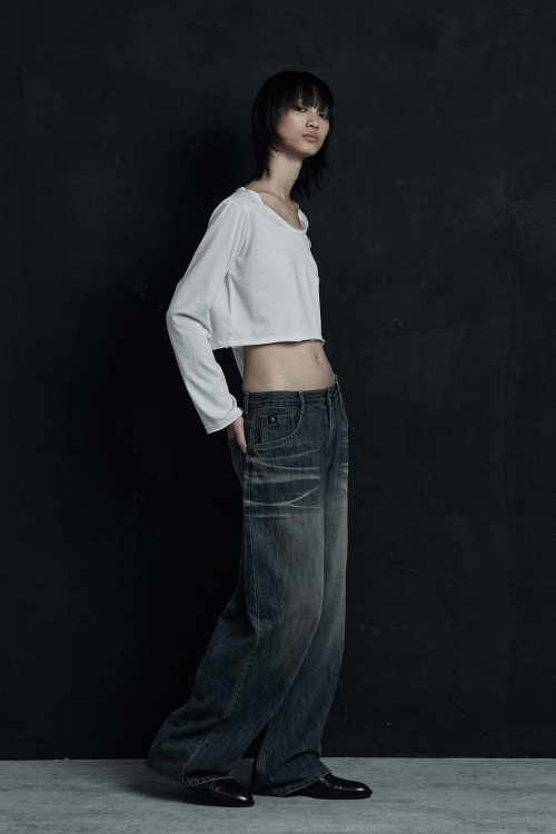 Synerjyn cat washing denim pants シナジン SYNERJYN OVERSIZED CAT