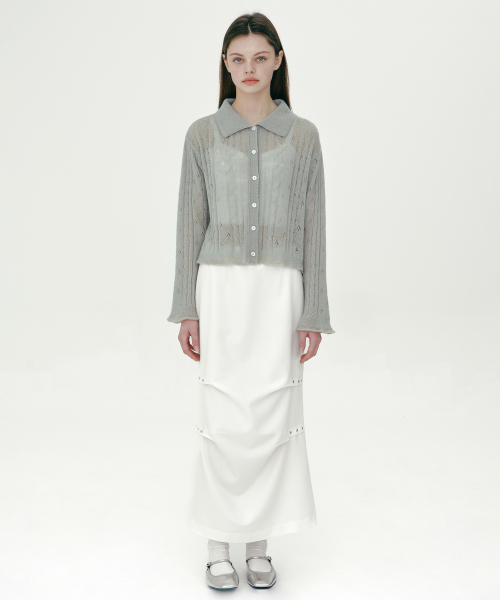 MARGARIN FINGERS ♥ RIVET LONG SKIRT /追跡付 마가린핑거스(MARGARIN FINGERS) RIVET LONG SKIRT (WHITE