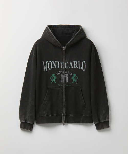 Худи на молнии Monte Carlo, washed black