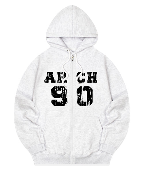 [NAPPING SELECTION] TORN ARCH LOGO HOODIE ZIP-UP [WHITE MELANGE]