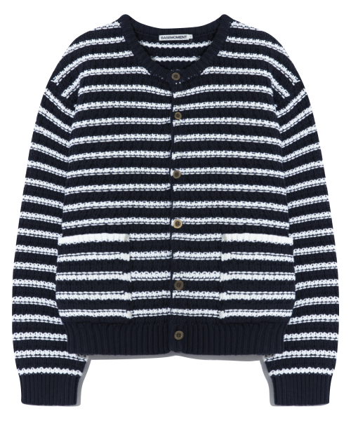 Кардиган в полоску с круглым вырезом Dark Navy