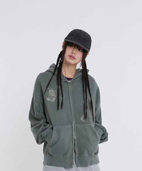 Худи на молнии 2-way Rose Stamp Khaki