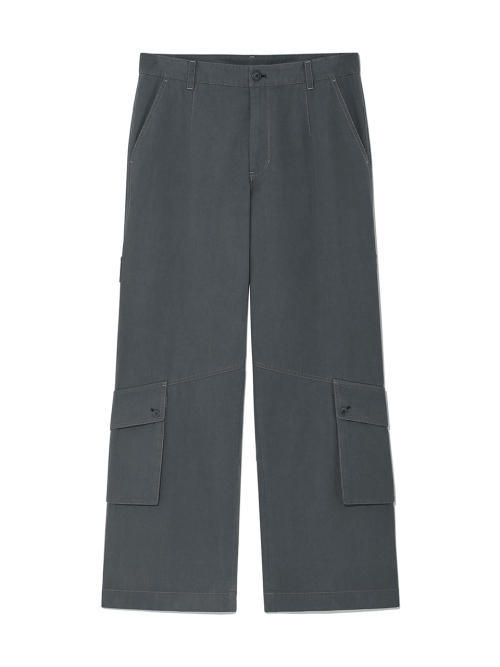 OUT POCKET COTTON CARGO PANTS FOR MEN IN SMOKE BLUE