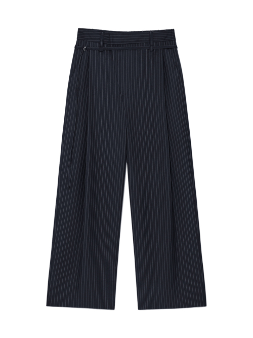 TUCK POINT STRIPE TROUSER IN DARK NAVY