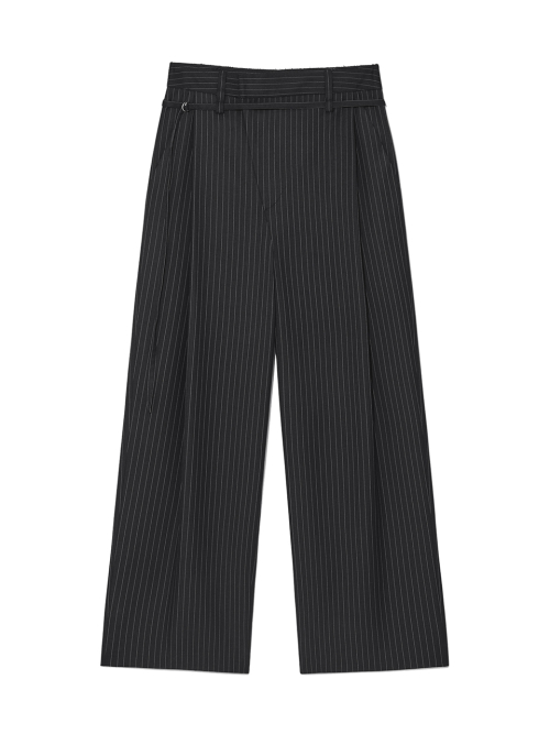 TUCK POINT STRIPE TROUSER IN CHARCOAL