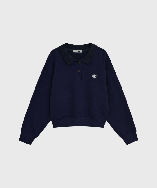 Свитшот с воротником и круглым патчем [NAVY]