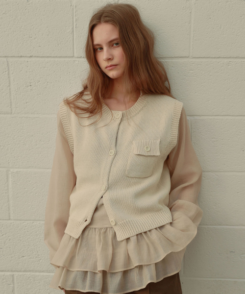 FRENCH KNIT VEST [ CREAM ]