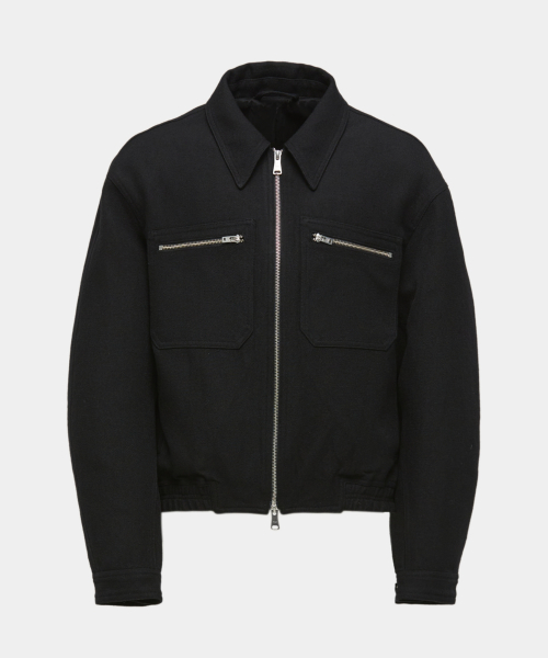 Шерстяная куртка на двойной молнии с карманами (Black)