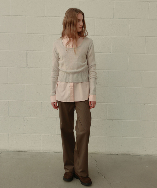 STRIPE POCKET PANTS [ BROWN ]