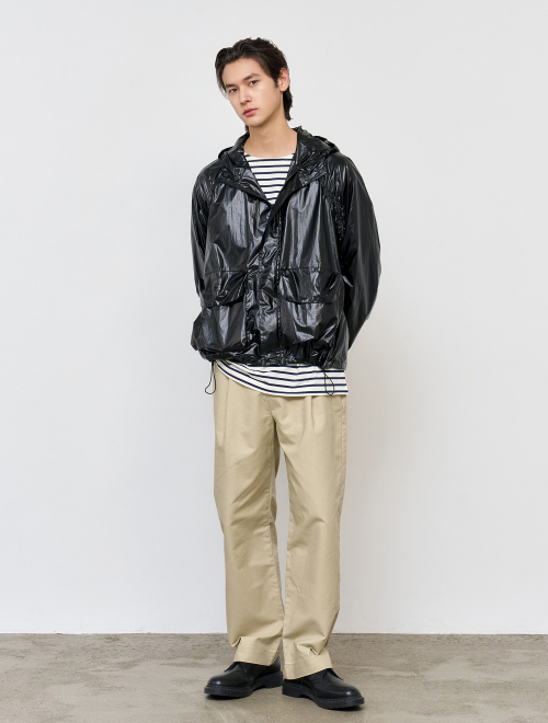 UNISEX Glossy Packable Windbreaker [BLACK] / SBE1U07001