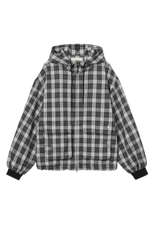 CHECK BOMBER JACKET IN BLACK