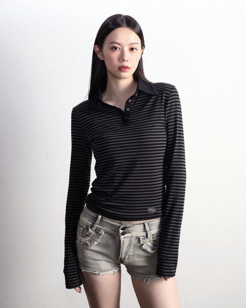 Лонгслив Polo в полоску Black