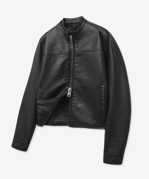 Байкерская куртка из вареной кожи 9196 (BLACK)