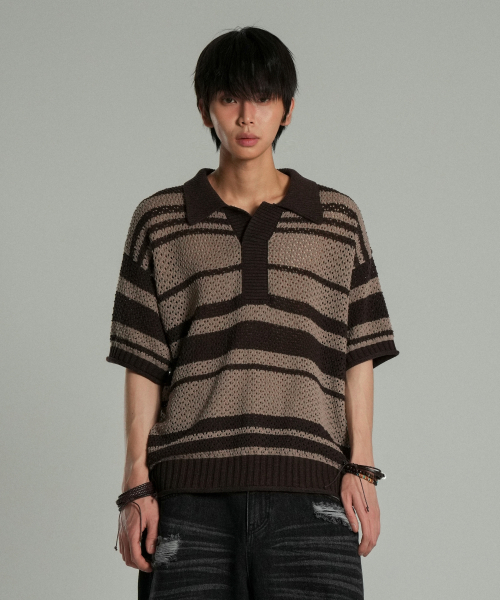 Sahara Collar Half-Knit Brown/Beige