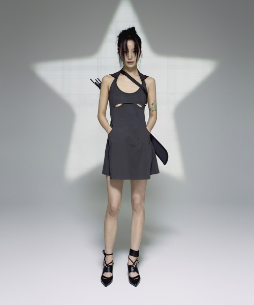 Ojos オホス Halter Hoodie Apron Dress ワンピース MUSINSA公式 | OJOS Halter Hoodie Apron Dress / Grey